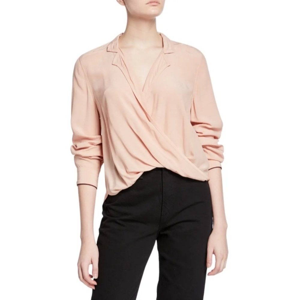 Rag & Bone Dean Women's Small Drape Front Dusty Rose Blouse